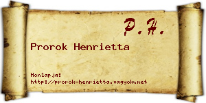 Prorok Henrietta névjegykártya